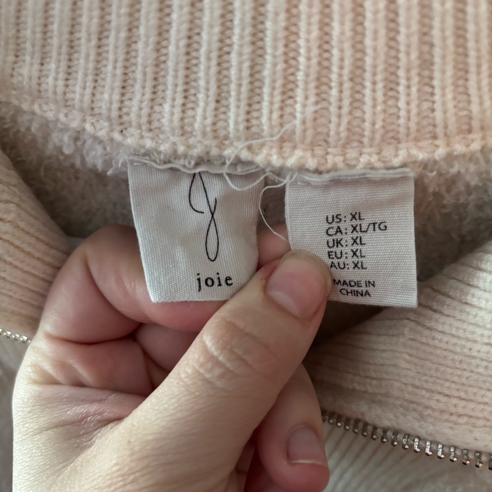 Joie Cream Zip Up Sweater size XL - Picture 3 of 6